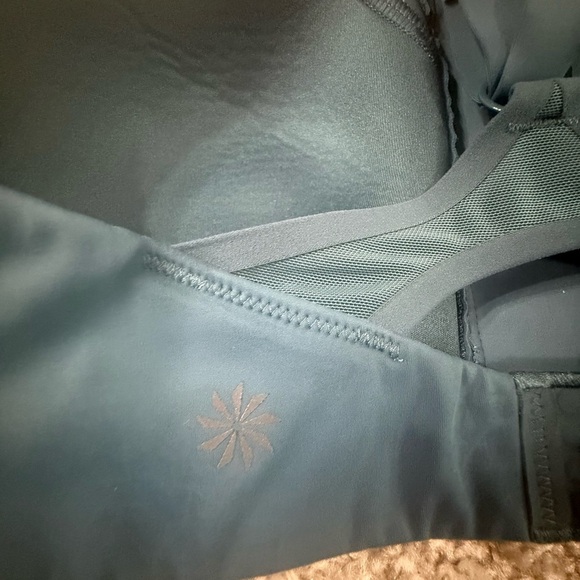 Like new Athleta Ultimate Zip-Front Sports Bra – Dark Teal Blue – Size 32B - Picture 3 of 4